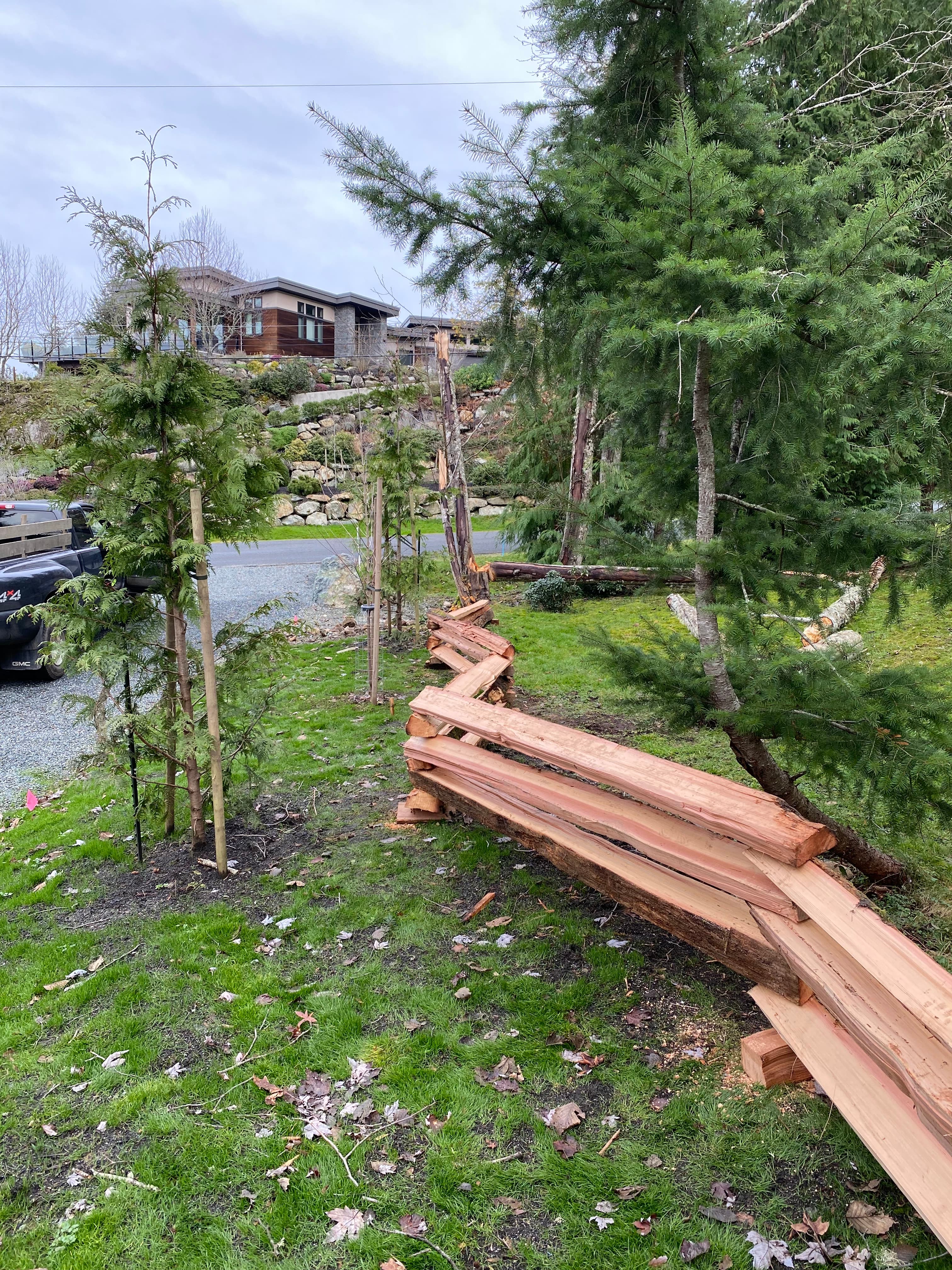 Residential cedar fence