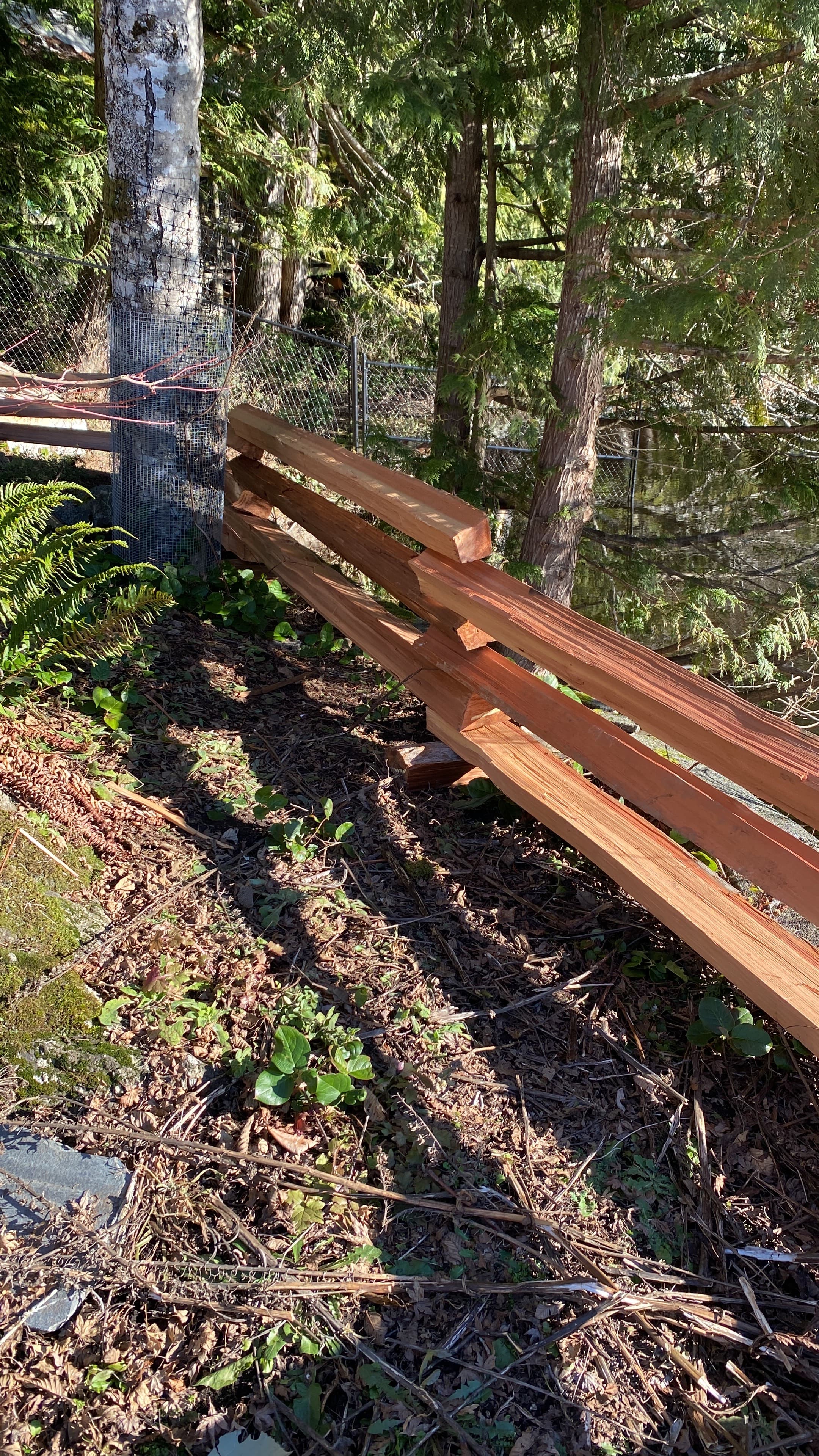 Cedar rail fence installation by Hilltop Forest Products on Vancouver Island